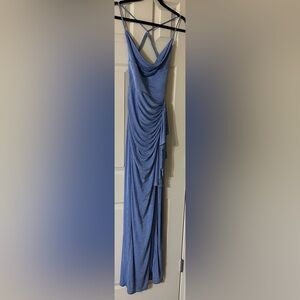 VELVI Chelsea Maxi Periwinkle Strappy CrossBack Side Slit Dress NWT Large